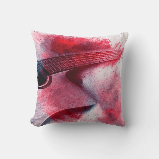 Cojín Decorativo Resumen de la pintura digital del guitarras, abstr (Anverso)