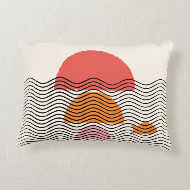 Cojín Decorativo Resumen de las ondas semicírculo pez Pillow2 16" x (Reverso)