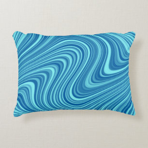 Cojín Decorativo Resumen de líneas de curvas azul/Aqua/turquesa de