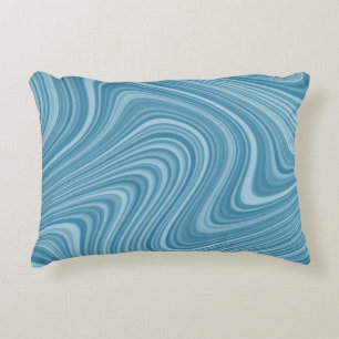 Cojín Decorativo Resumen de líneas de curvas azul/Aqua/turquesa de