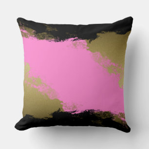 Cojín Decorativo Resumen de los golpes de pincel dorado y negro