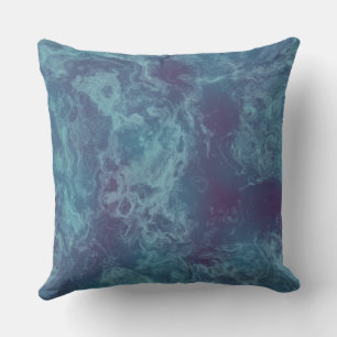 Cojín Decorativo Resumen de mármol azul y púrpura