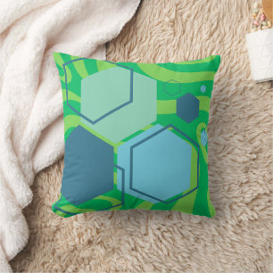 Cojín decorativo Resumen de Ola Verde del hexágono