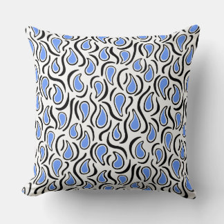 Cojín Decorativo Resumen de Paisley 230523 - Baby Blue, B&W