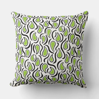 Cojín Decorativo Resumen de Paisley 230523 - Martian Green, B&W