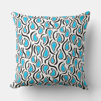 Cojín Decorativo Resumen de Paisley 230523 - Sky Blue, B&W