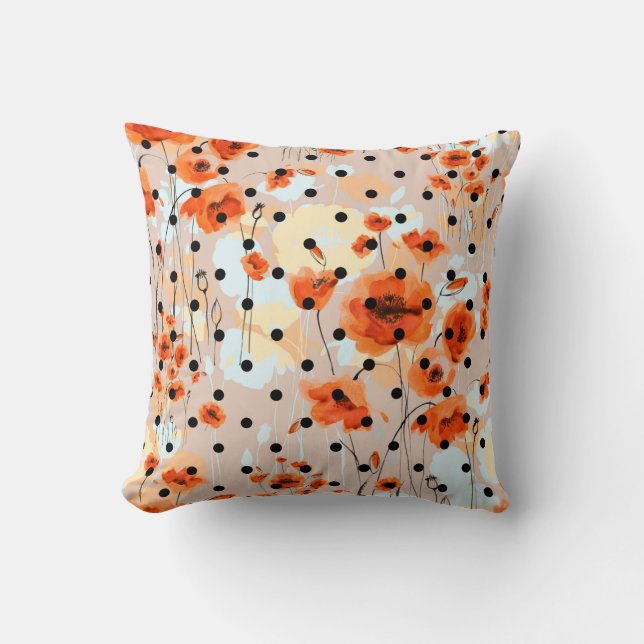 Cojín Decorativo Resumen de patrones florales sin soldadura con pop (Anverso)