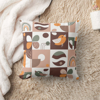 Cojín Decorativo Resumen de patrones geométricos de estética retro