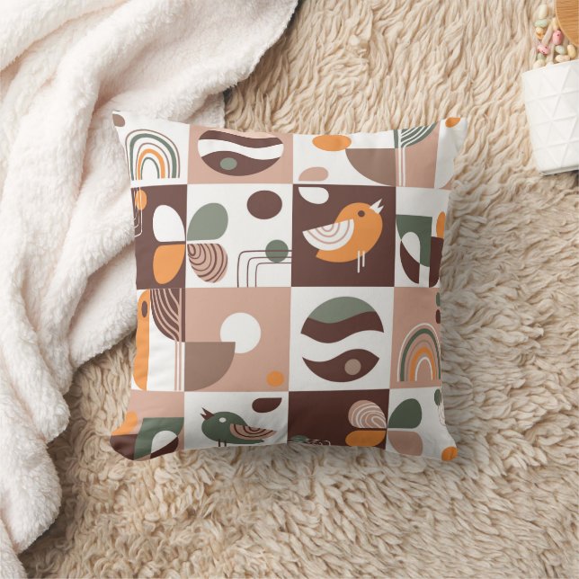 Cojín Decorativo Resumen de patrones geométricos de estética retro (Manta)