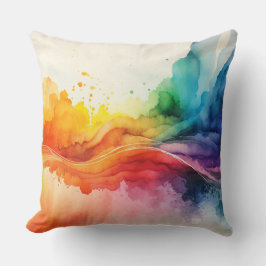 Cojín Decorativo Resumen de pinceladas de brochas de color arcoiris