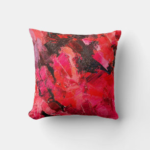 Cojín Decorativo Resumen de pintura al óleo rojo oscuro sobre lienz