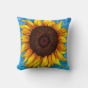 Cojín Decorativo Resumen de pintura de girasol