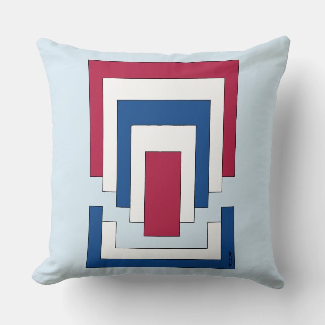 Cojín Decorativo Resumen de Rectángulo en rojo, blanco y azul (Anverso)