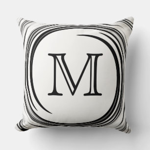 Cojín Decorativo Resumen de suero negro monograma