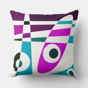 Cojín Decorativo Resumen de Surfing Cian Magenta White
