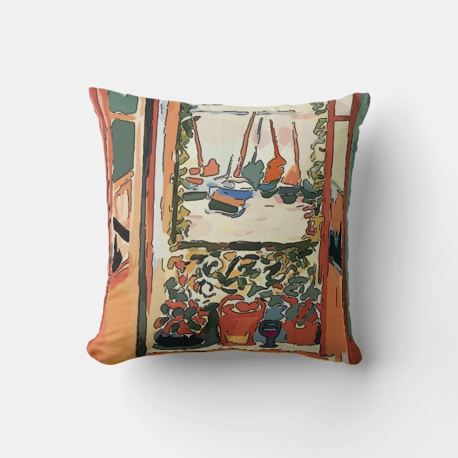 Cojín Decorativo Resumen de ventanas y vinos (Anverso)