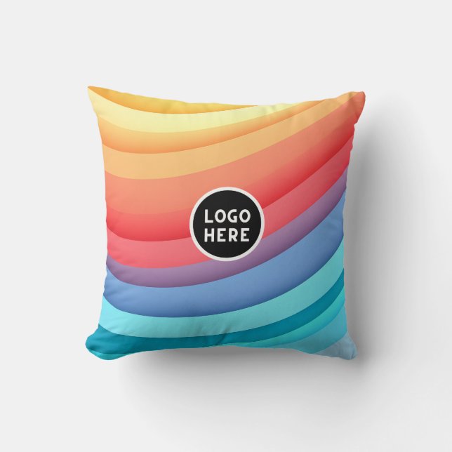 Cojín Decorativo Resumen de vibrantes olas de arcoiris | Añadir su  (Anverso)