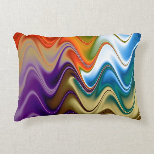 Cojín Decorativo Resumen de Wavy Multicolor (Anverso)