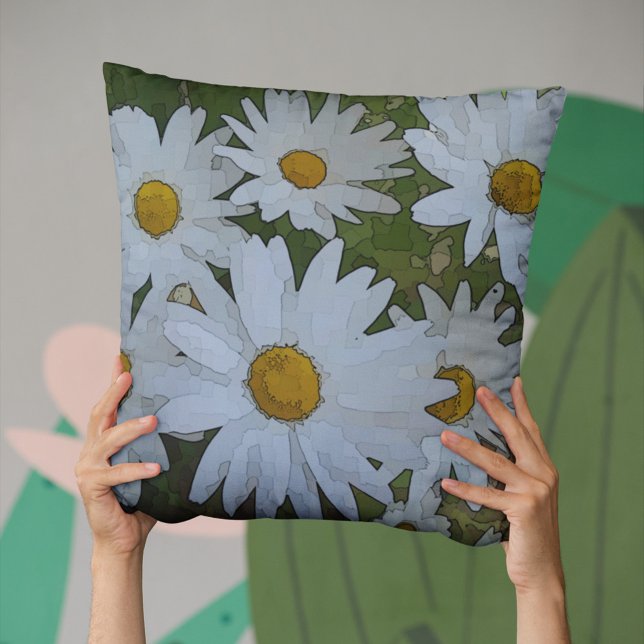 Cojín Decorativo Resumen de White Daisies (Subido por el creador)