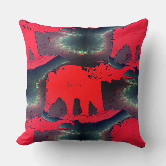 Cojín Decorativo Resumen del dibujo de elefantes rojos, efecto muy  (Anverso)