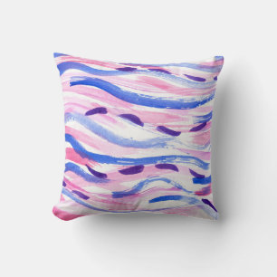 Cojín Decorativo Resumen del fondo de la acuarela a rayas. Brocha d