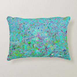 Cojín Decorativo Resumen del Jardín Verde y Morado de las Flores de