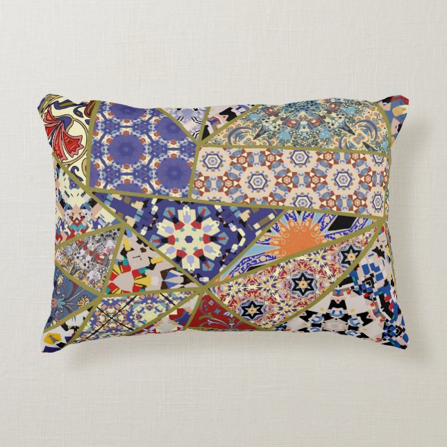 Cojín Decorativo Resumen del mosaico étnico español dibujado a mano (Anverso)