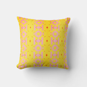 Cojín Decorativo Resumen del patrón amarillo y rosa con geometría
