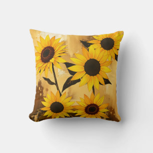 Cojín Decorativo Resumen del patrón de girasol con amarillo dorado