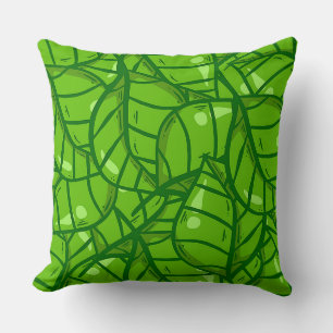 Cojín Decorativo Resumen del patrón de hoja verde con luminoso Illu