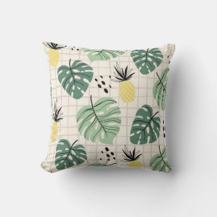 Cojín Decorativo Resumen del patrón tropical sin soldadura con hoja
