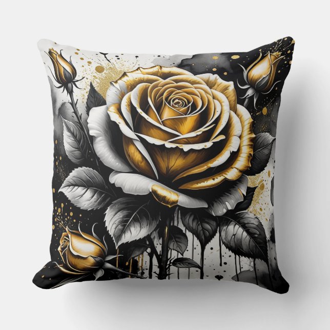 Cojín Decorativo Resumen del Rosa dorado (Anverso)