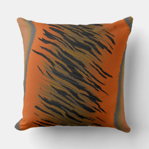 Cojín Decorativo Resumen del tigre negro, gris y naranja