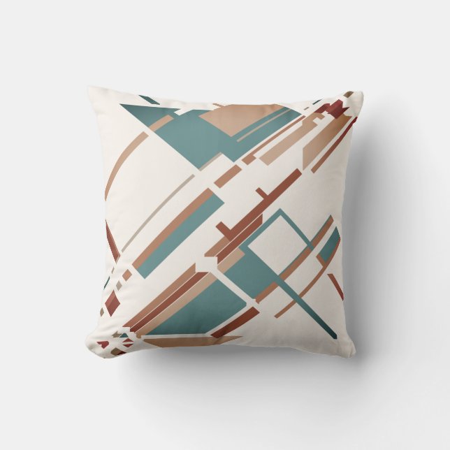 Cojín Decorativo Resumen diagonal de roya gris-verde roto blanqueci (Anverso)