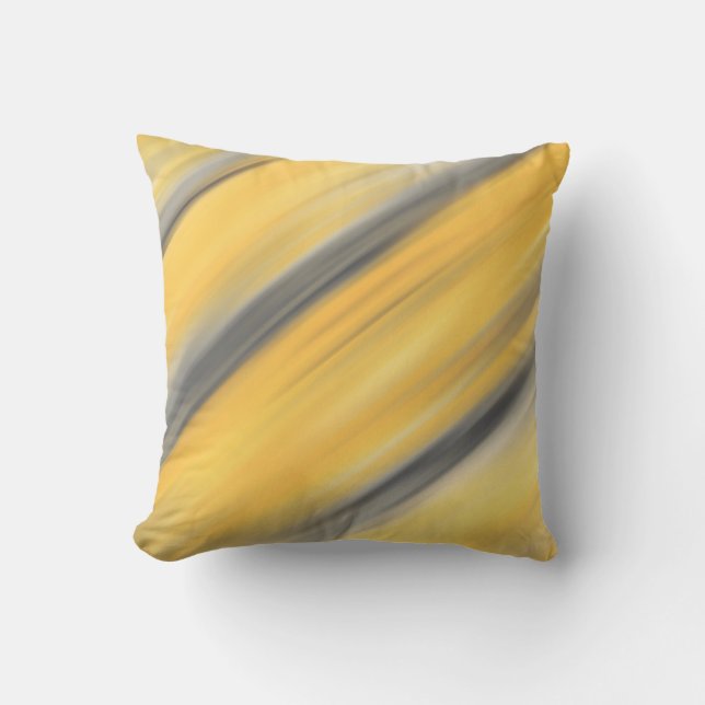 Cojín Decorativo Resumen diagonal gris y amarillo (Anverso)