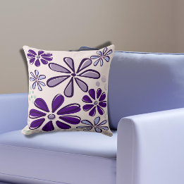 Cojín Decorativo Resumen Doodle de flores moradas
