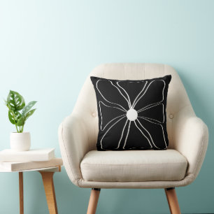 Cojín Decorativo Resumen Elegante arte moderno de flores blanco sob