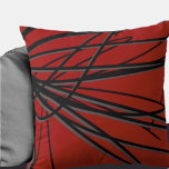 Cojín Decorativo Resumen elegante artístico rojo negro y gris<br><div class="desc">La almohada moderna de tiro tiene una composición lineal abstracta artística en rojo, negro y gris. Un diseño artístico abstracto con un patrón orgánico lineal presenta líneas orgánicas negras y grises que giran de izquierda a derecha sobre un fondo rojo. Esta almohada decorativa aporta un toque de color a la...</div>