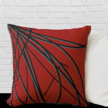 Cojín Decorativo Resumen elegante rojo negro y gris moderno<br><div class="desc">La almohada moderna de tiro presenta una elegante composición lineal abstracta en rojo, negro y gris. Un diseño artístico abstracto con un patrón orgánico lineal presenta líneas orgánicas negras y grises que giran de derecha a izquierda sobre un fondo rojo. Esta almohada decorativa aporta un toque de color a la...</div>