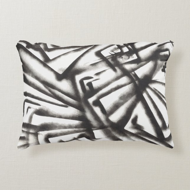 Cojín Decorativo Resumen en blanco y negro (Anverso)