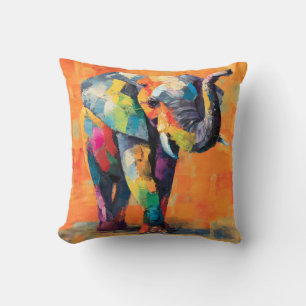 Cojín Decorativo Resumen feliz elefante arcoiris