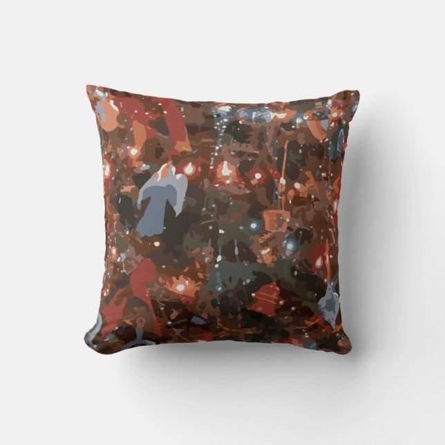 Cojín Decorativo Resumen festivo cerrar las luces de árbol de Navid (Anverso)