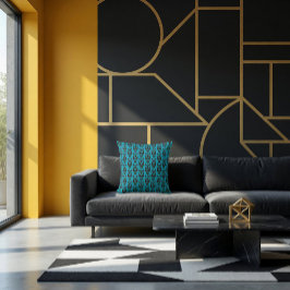 Cojín Decorativo Resumen Floral azul geométrica