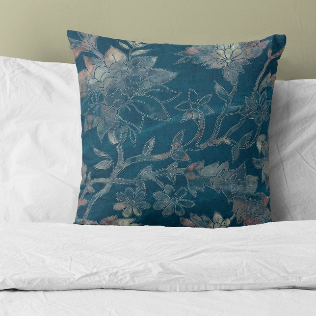 Cojín Decorativo Resumen floral azul moderno (Subido por el creador)