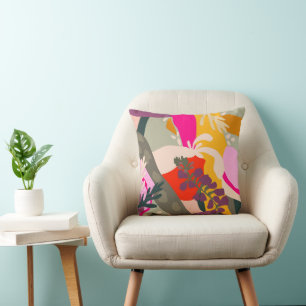 Cojín Decorativo Resumen Floral negrita Bloque de color Verano de d