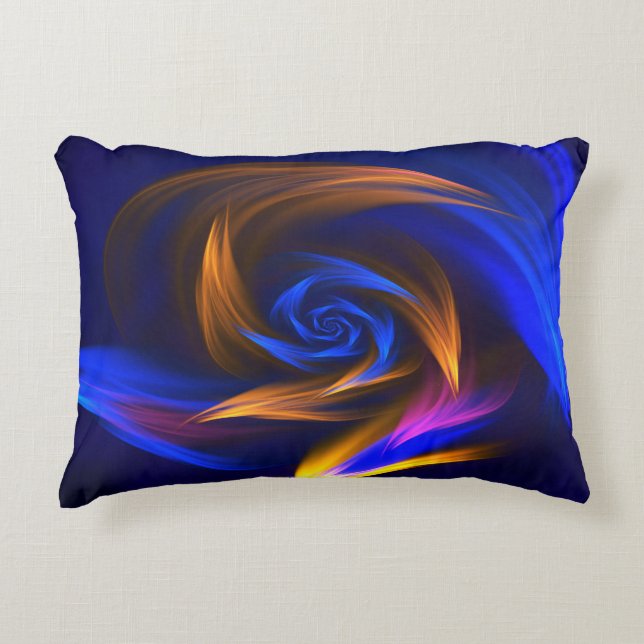 Cojín Decorativo Resumen Forma de vórtice Naranja azul (Anverso)