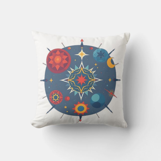Cojín Decorativo Resumen Geometría Celestial (Anverso)