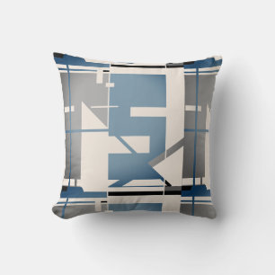 Cojín Decorativo Resumen geométrico de pizarra azul gris negro beig