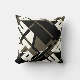 Cojín Decorativo Resumen geométrico diagonal blanco oscuro negro os