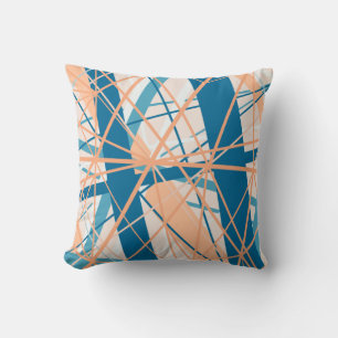 Cojín Decorativo Resumen Geométrico Funky Guay Blue Peach Cushion